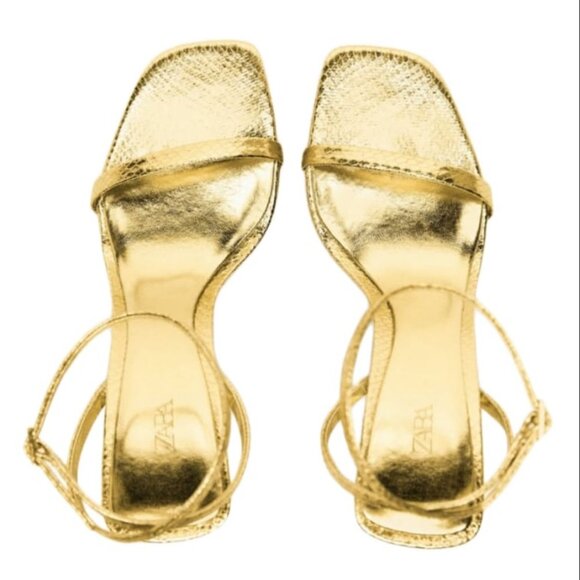 ZARA METALLIC HIGH-HEEL SANDALS SIZE 8US Gold | 2318/110 - Picture 3 of 9